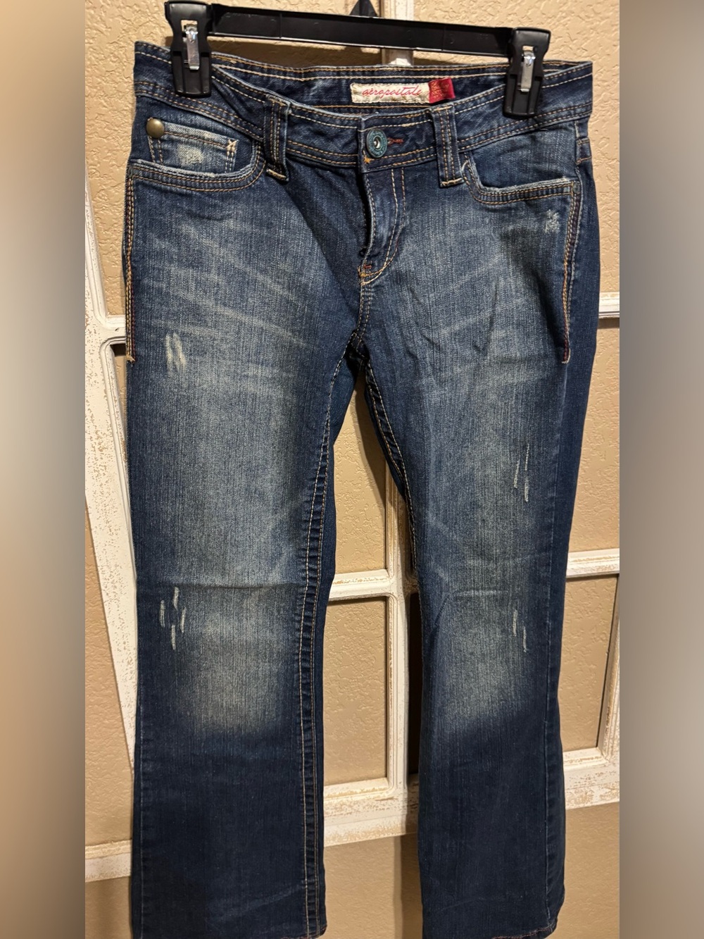 Aeropostale Y2K Dark Wash Women’s Low-rise Bootcut Jeans; Sz 3/4 short